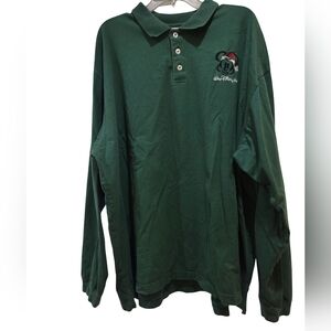 Vintage Walt Disney World SANTA MICKEY Long Sleeve Green Polo Men's 3XL GUC READ